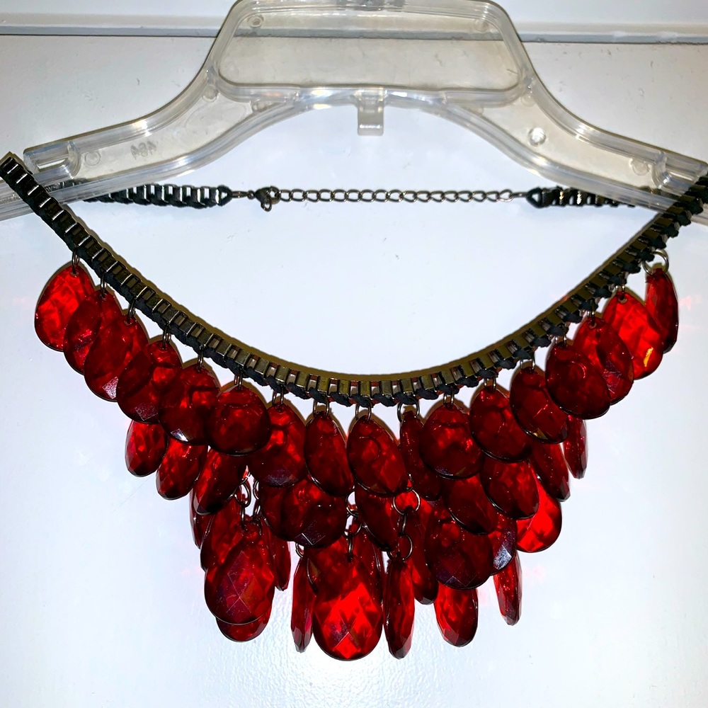 Red statement piece necklace. Bought from Torrid.